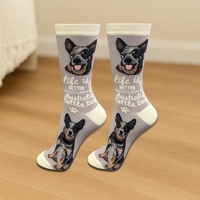 Show full view: E&S PETS Australian Cattle Dog Life Is Better Socks, Grey, one size slide 3 of 3