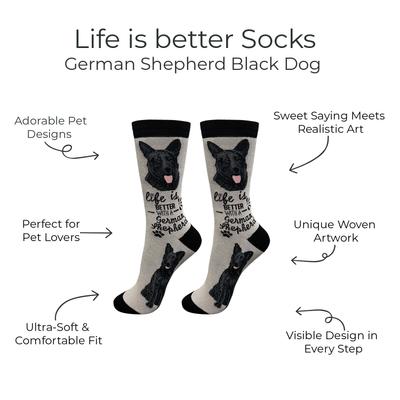 Show full view: E&S PETS German Shepherd Life Is Better Socks, Grey, one size slide 2 of 3