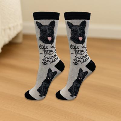 Show full view: E&S PETS German Shepherd Life Is Better Socks, Grey, one size slide 3 of 3