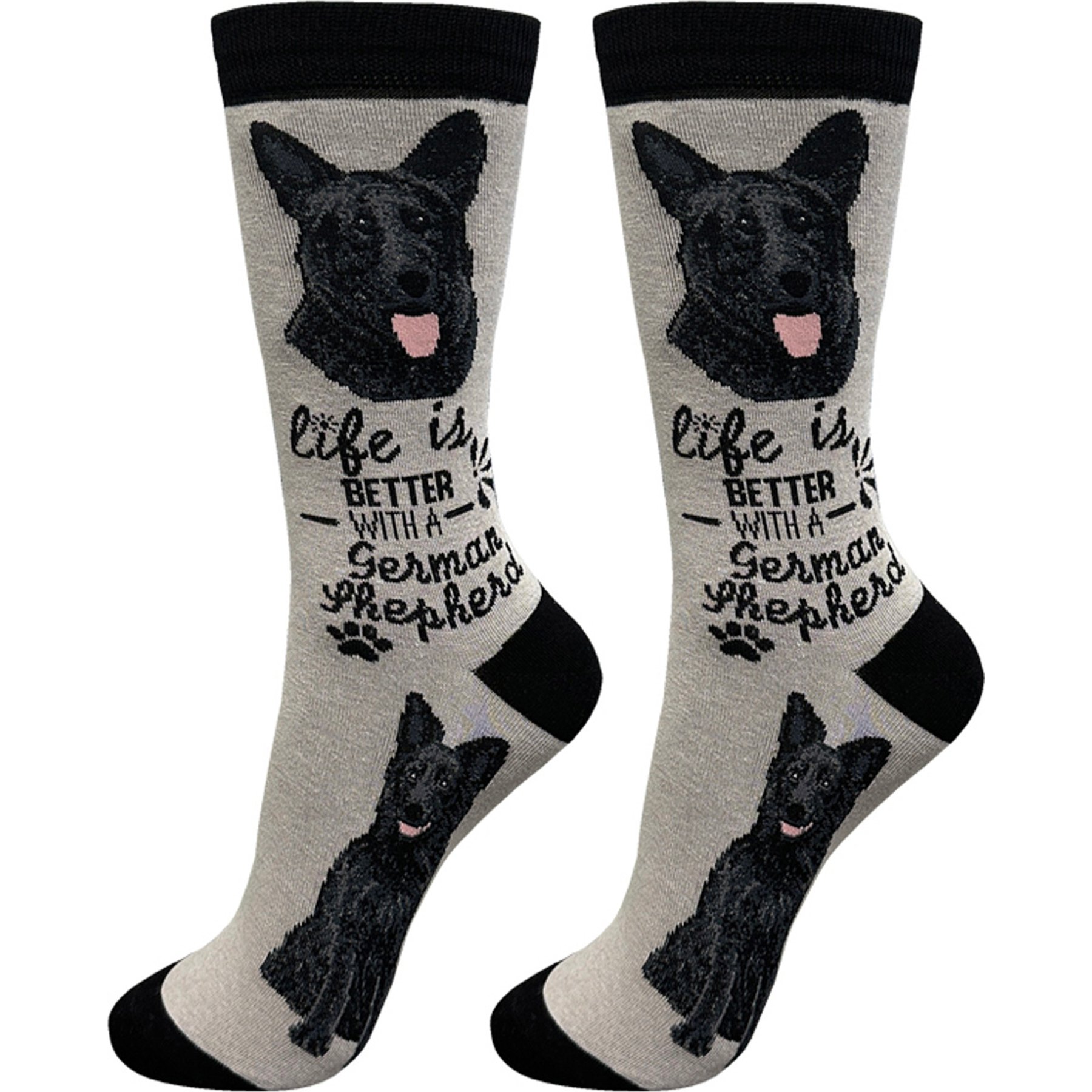 E&S PETS German Shepherd Life Is Better Socks, Grey, one size