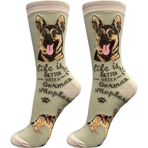 E&S PETS German Shepherd Life Is Better Socks, Green, one size