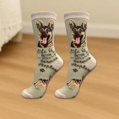 Show full view: E&S PETS German Shepherd Life Is Better Socks, Green, one size slide 4 of 4
