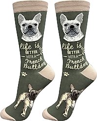 E&S PETS French Bulldog Life Is Better Socks, Green, one size