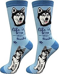 E&S PETS Siberian Husky Life Is Better Socks, Grey, one size