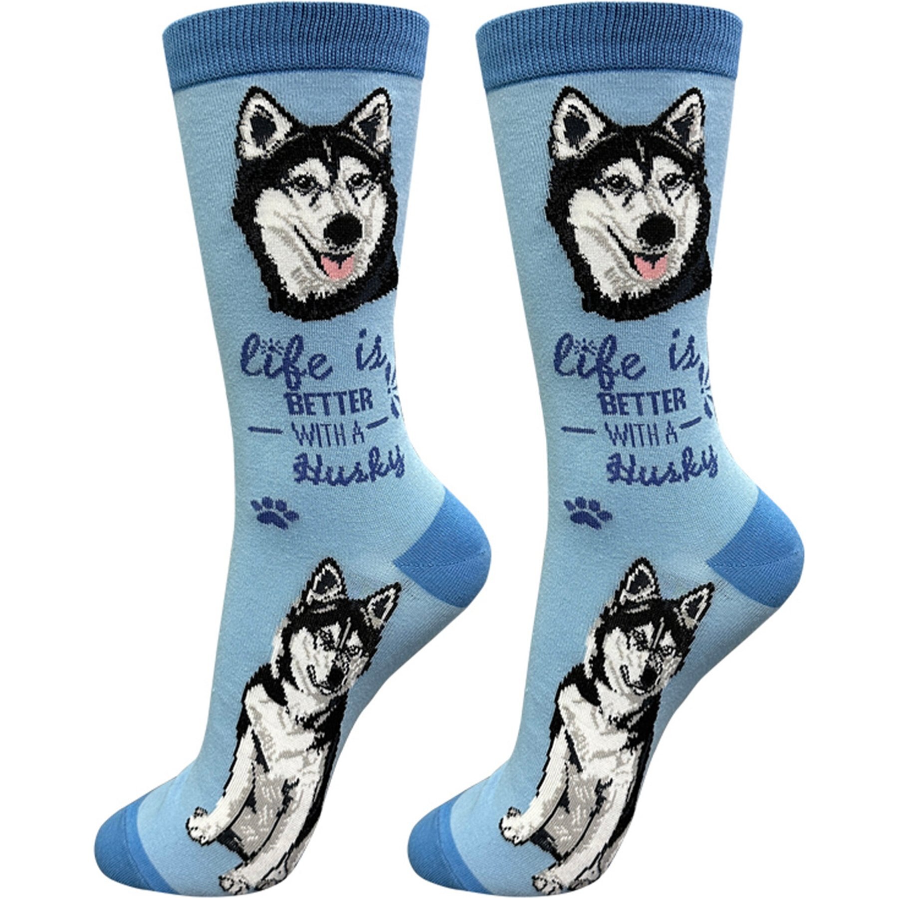 E&S PETS Siberian Husky Life Is Better Socks, Grey, one size