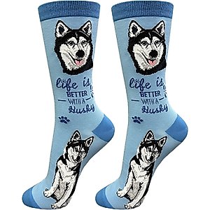 E&S PETS Siberian Husky Life Is Better Socks, Grey, one size