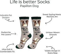 E&S PETS Papillon Life Is Better Socks, Green, one size slide 2 of 3