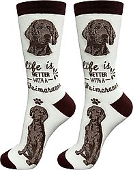 E&S PETS Weimaraner Life Is Better Socks, Teal, one size