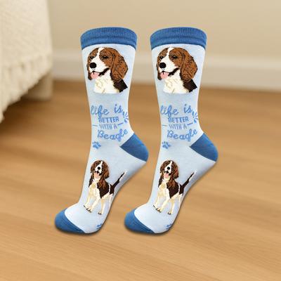 Show full view: E&S PETS Beagle Life Is Better Socks, Cream, one size slide 3 of 3