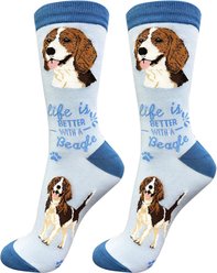 E&S PETS Beagle Life Is Better Socks, Cream, one size