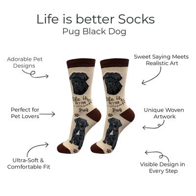 Show full view: E&S PETS Pug Life Is Better Socks, Cream, one size slide 2 of 3