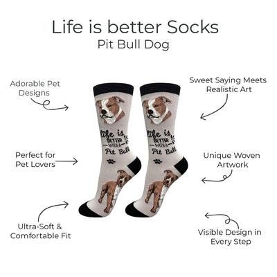 Show full view: E&S PETS Pit Bull Life Is Better Socks, Grey, one size slide 2 of 3
