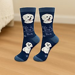 E&S PETS Maltese Life Is Better Socks, Blue, one size slide 2 of 3
