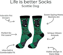 E&S PETS Scottie Life Is Better Socks, Green, one size slide 2 of 3