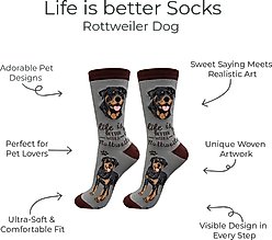 E&S PETS Rottweiler Life Is Better Socks, Grey, one size slide 2 of 3
