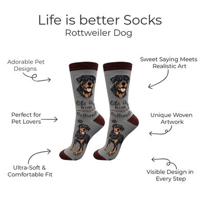 Show full view: E&S PETS Rottweiler Life Is Better Socks, Grey, one size slide 2 of 3