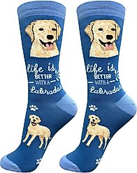E&S PETS Labrador Life Is Better Socks, Blue, one size