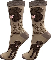E&S PETS Labrador Life Is Better Socks, Brown, one size