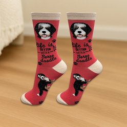 E&S PETS Bernadoodle Life Is Better Socks, Red, one size slide 2 of 3