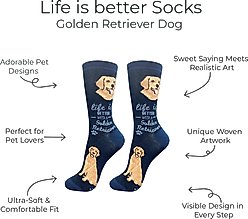 E&S PETS Golden Retriever Life Is Better Socks, Blue, one size slide 2 of 3