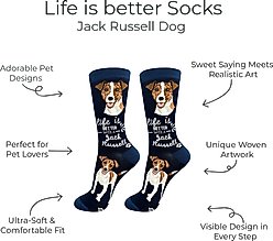 E&S PETS Jack Russell Life Is Better Socks, Blue, one size slide 2 of 3