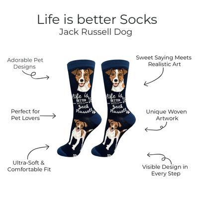 Show full view: E&S PETS Jack Russell Life Is Better Socks, Blue, one size slide 2 of 3
