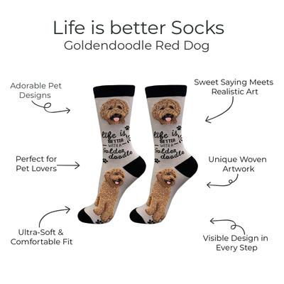 Show full view: E&S PETS Goldendoodle Life Is Better Socks, Grey, one size slide 2 of 3