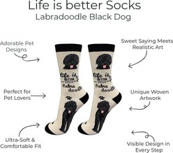 E&S PETS Labradoodle Life Is Better Socks, Cream, one size slide 2 of 3