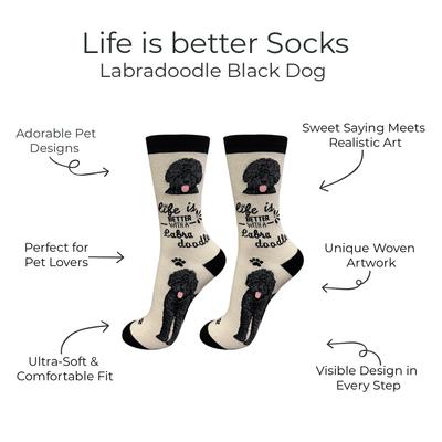 Show full view: E&S PETS Labradoodle Life Is Better Socks, Cream, one size slide 2 of 3