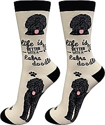 E&S PETS Labradoodle Life Is Better Socks, Cream, one size