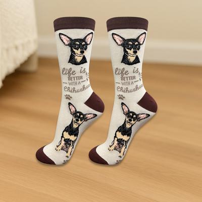 Show full view: E&S PETS Chihuahua Life Is Better Socks, Cream, one size slide 3 of 3