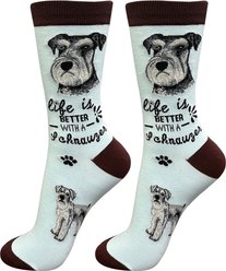 E&S PETS Uncropped Schnauzer Life Is Better Socks, Teal, one size