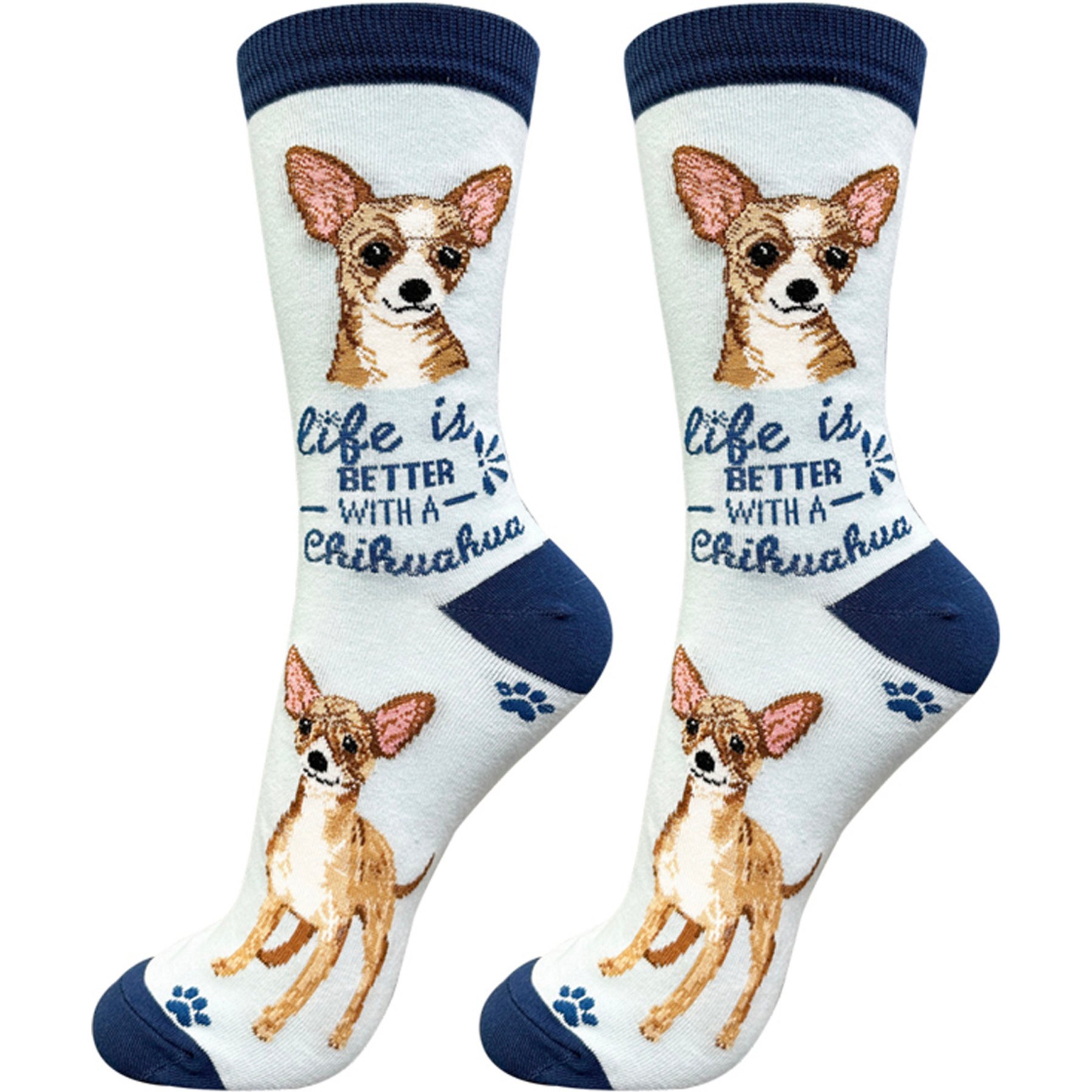 E&S PETS Chihuahua Life Is Better Socks, Light Blue, one size