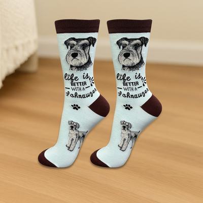 Show full view: E&S PETS Uncropped Schnauzer Life Is Better Socks, Teal, one size slide 3 of 3