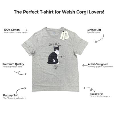 Show full view: E&S PETS Black & White Cat T-Shirt, Grey, X-Large slide 2 of 3