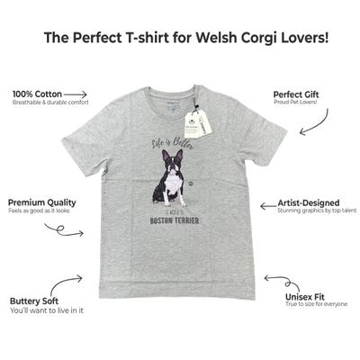 Show full view: E&S PETS Boston Terrier T-Shirt, Grey, Large slide 2 of 3