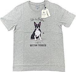 E&S PETS Boston Terrier T-Shirt, Grey, Large