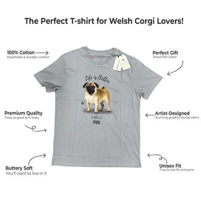 Show full view: E&S PETS Pug T-Shirt, Grey, Large slide 2 of 3