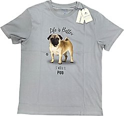 E&S PETS Pug T-Shirt, Grey, Large