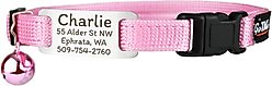 GoTags Nylon Personalized Tag with Bell Breakaway Cat Collar, Pink