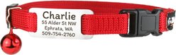GoTags Nylon Personalized Tag with Bell Breakaway Cat Collar, Red