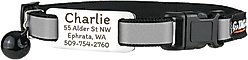 GoTags Nylon Personalized Reflective Tag with Bell Breakaway Cat Collar, Black