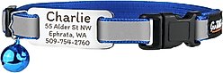 GoTags Nylon Personalized Reflective Tag with Bell Breakaway Cat Collar, Blue
