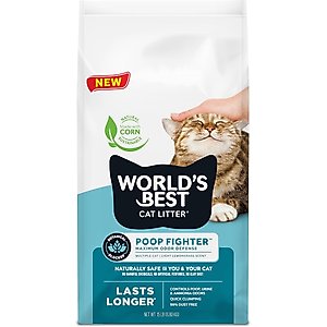 World's Best Poop Fighter Maximum Odor Defense Scented Clumping Cat Litter, 15-lb bag