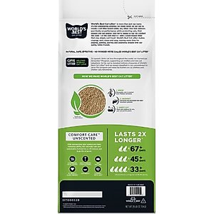 World's Best Comfort Care Unscented Clumping Corn Litter, 28-lb bag