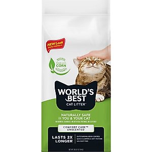 World's Best Comfort Care Unscented Clumping Corn Litter, 28-lb bag