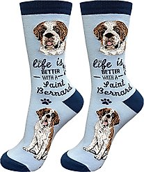 E&S PETS Saint Bernard Life Is Better Socks, Light Blue, one size