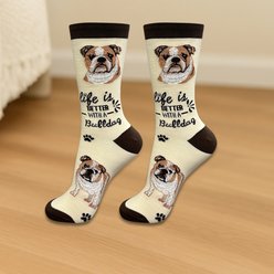 E&S PETS Bulldog Life Is Better Socks, Cream, one size slide 2 of 3