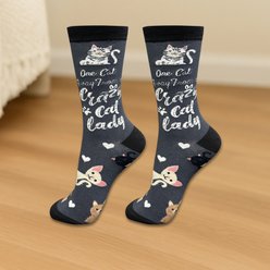 E&S PETS Valentine's Day I Love My Cat Life Is Better Socks, Grey, one size slide 2 of 3