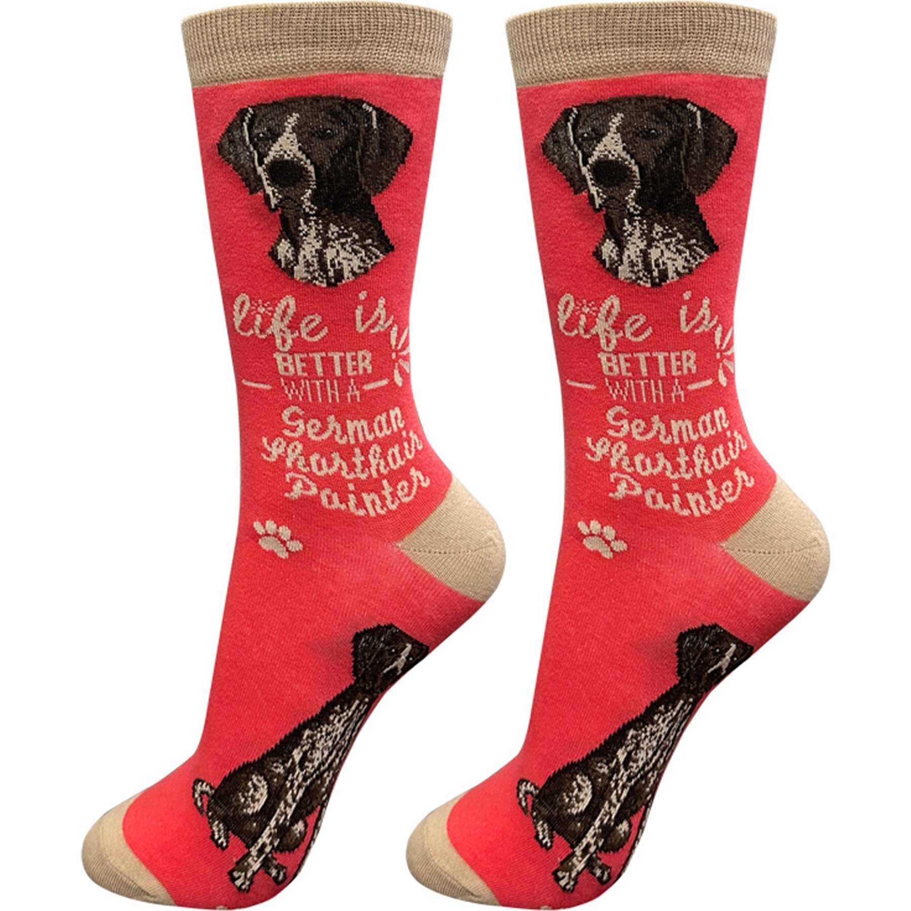 E&S PETS German Shorthaired Pointer Life Is Better Socks, Red, one size